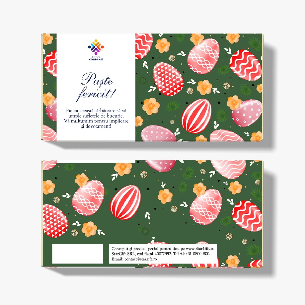 Chocolat personnalisé avec logo et message - Œufs de Pâques