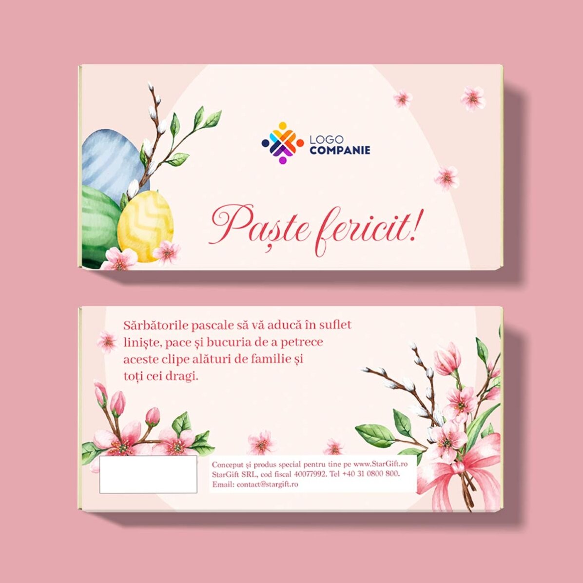 Chocolat personnalisé avec logo et message - Pâques