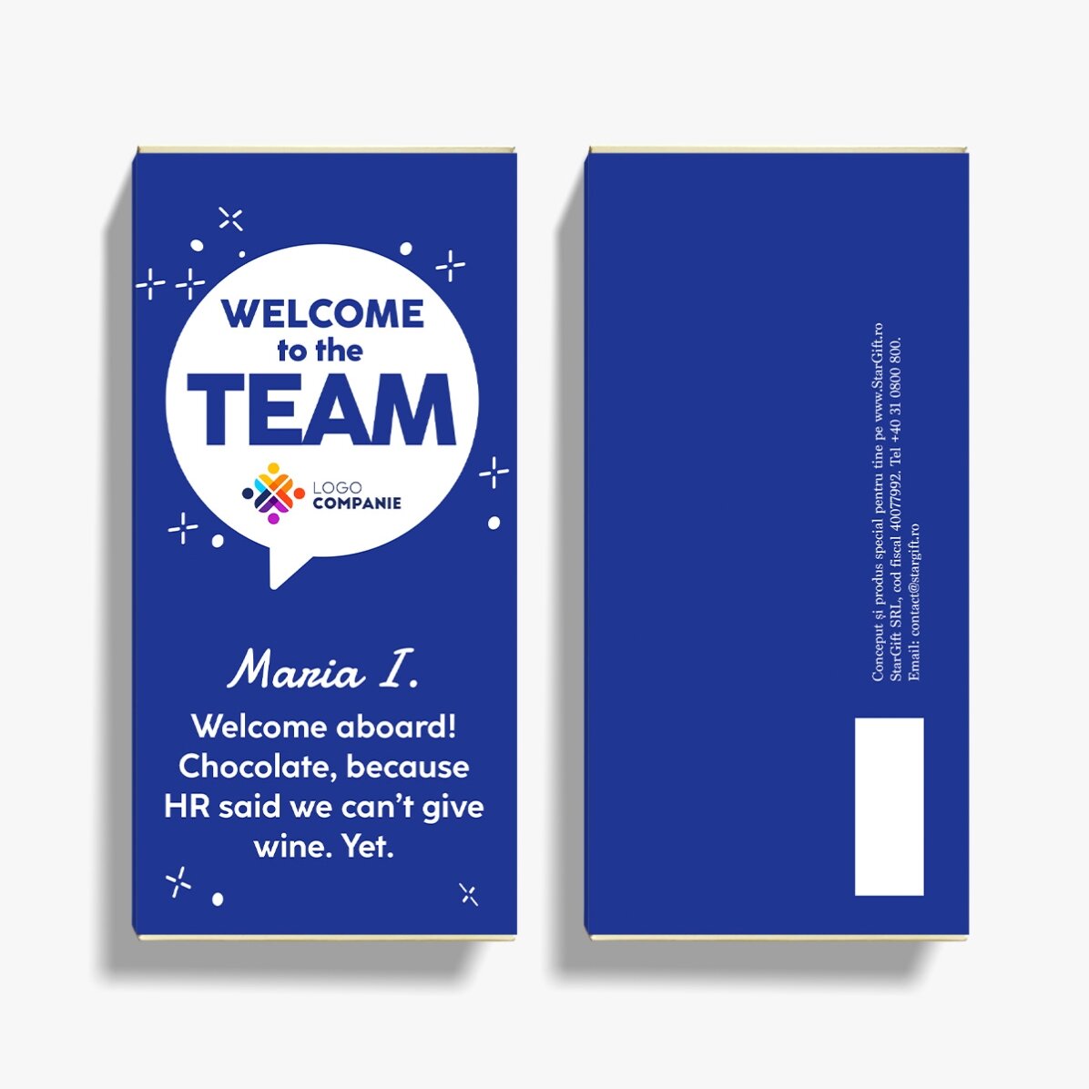 Chocolat personnalisé avec logo et message - Bienvenue dans l