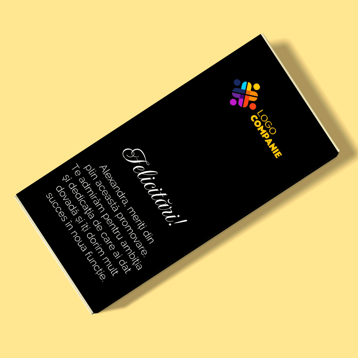 Chocolat personnalisé avec logo et texte - Promotion