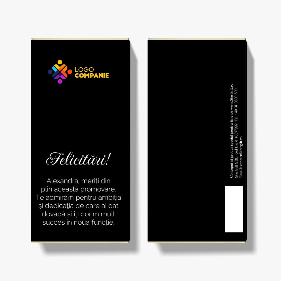 Chocolat personnalisé avec logo et texte - Promotion