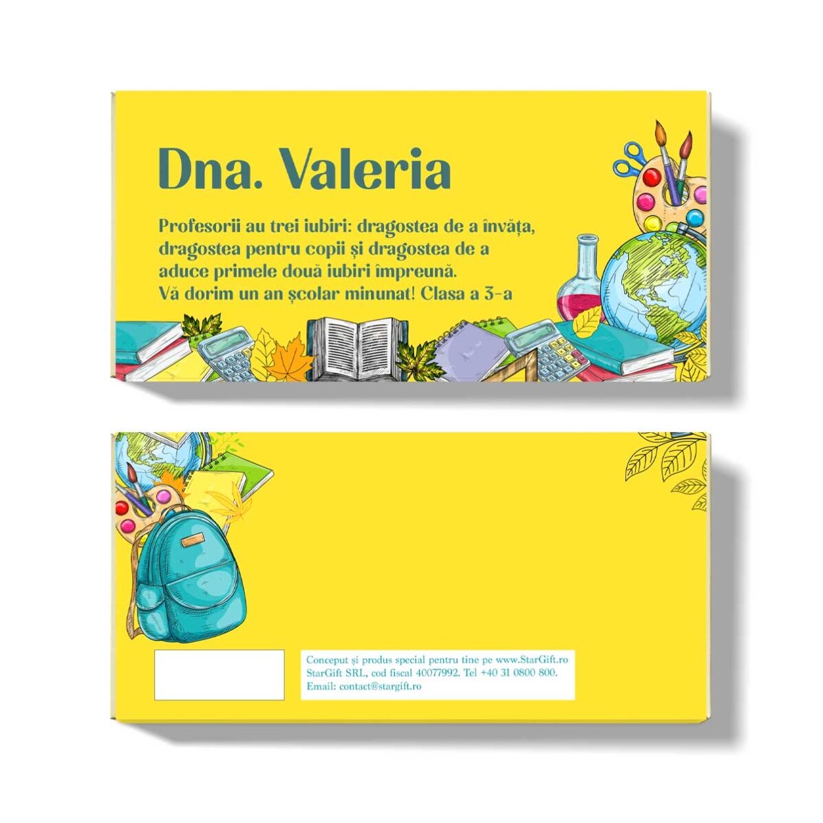 Chocolat personnalisé avec un message - Rentrée scolaire