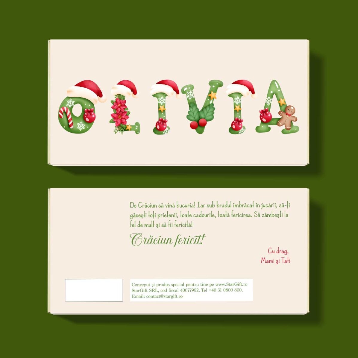 Chocolat personnalisé avec un message - Joyeux Noël !