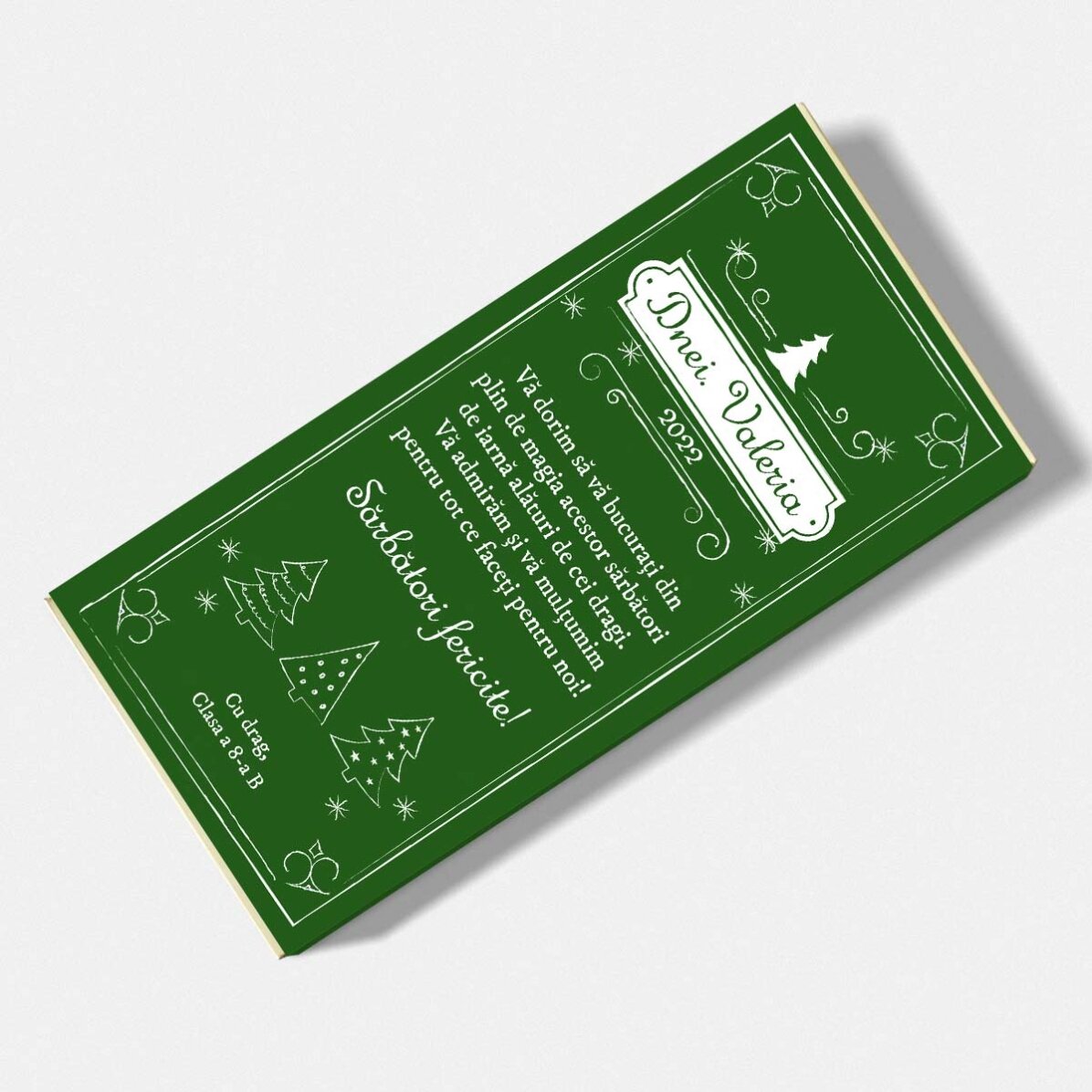 Chocolat personnalisé avec un message de Noël pour les enseignants
