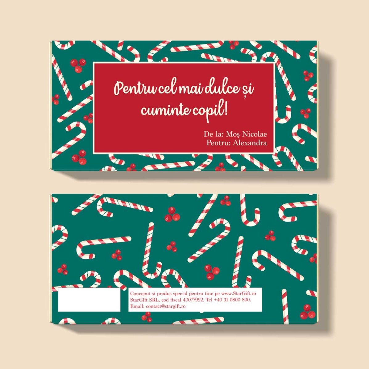 Chocolat personnalisé avec un message – de la part du Père Noël