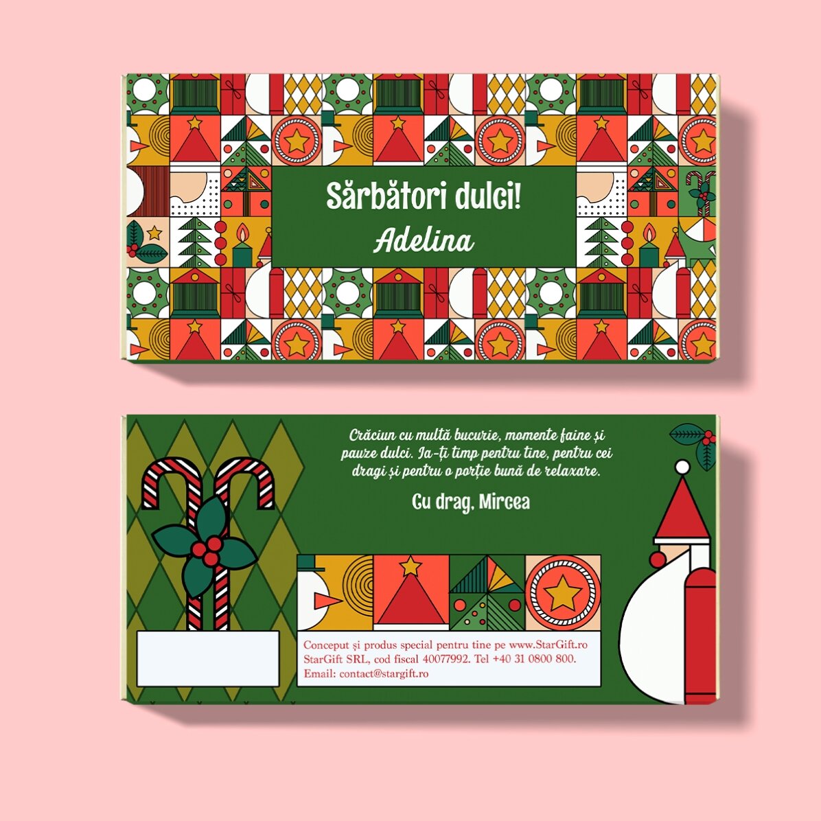 Chocolat personnalisé avec message - Geometric Christmas
