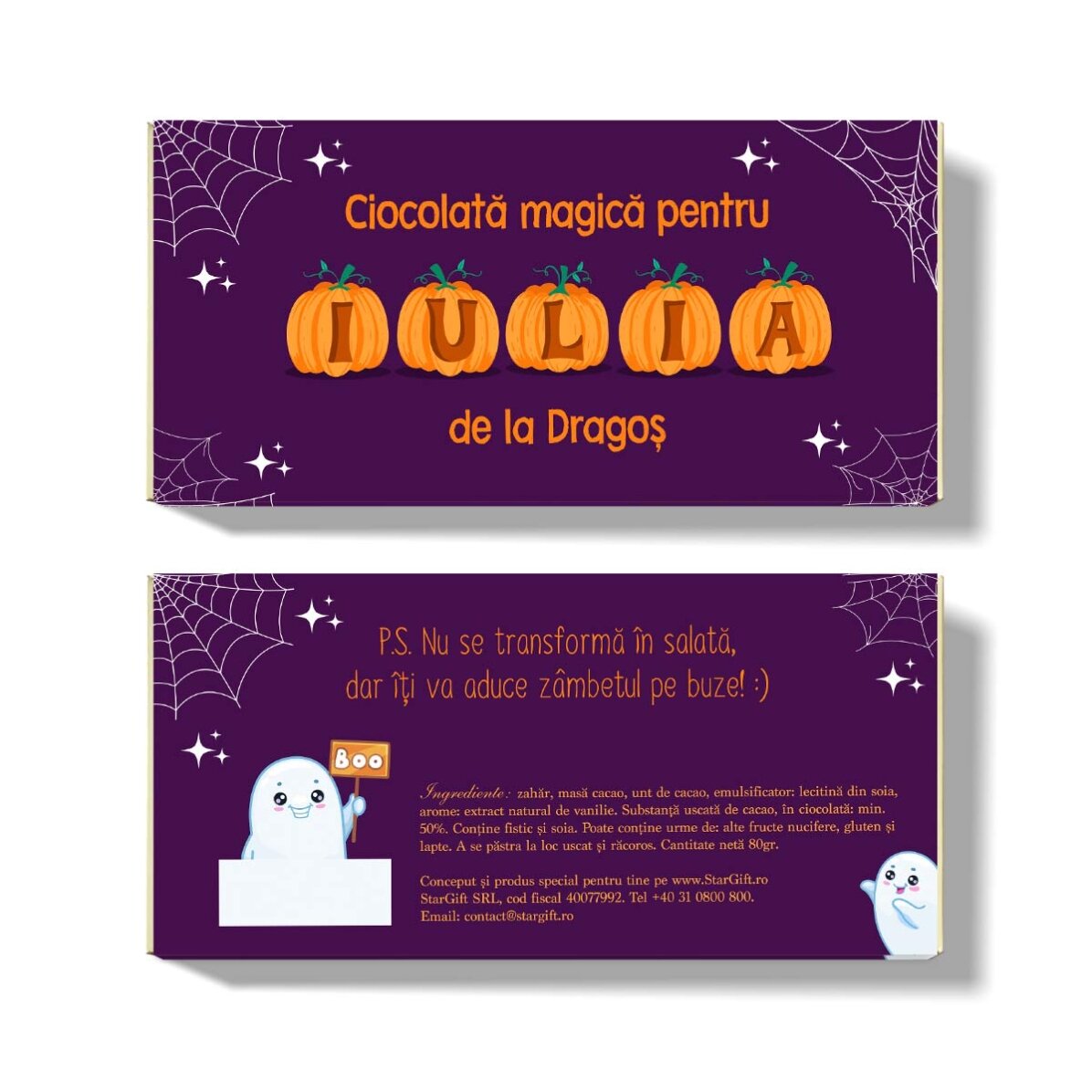 Chocolat personnalisé avec un message - Halloween magique