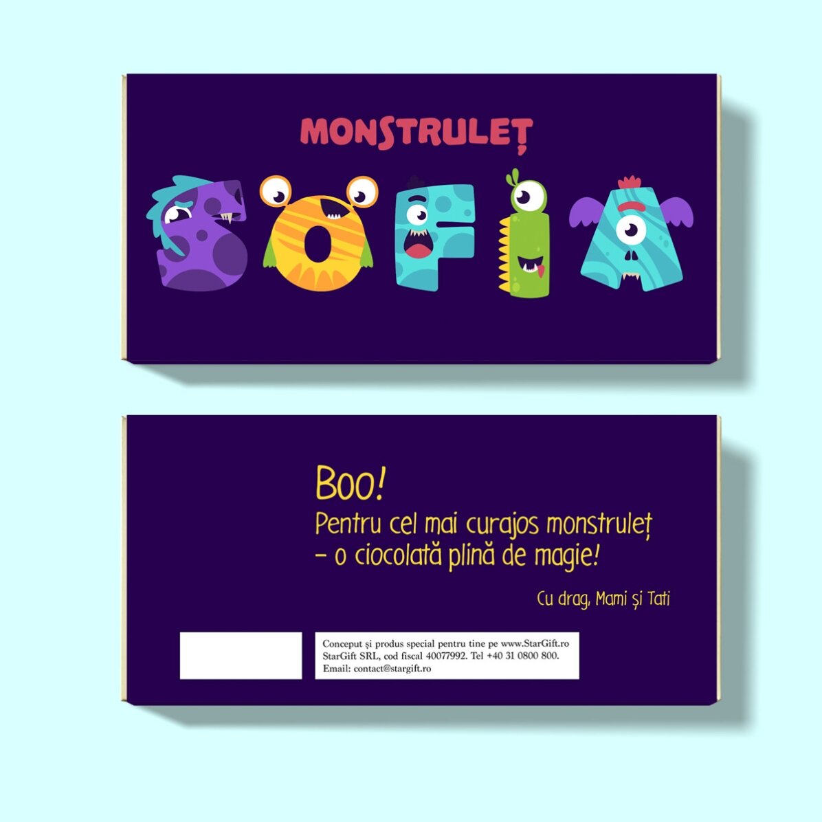 Chocolat personnalisé avec un message - Monstrulet