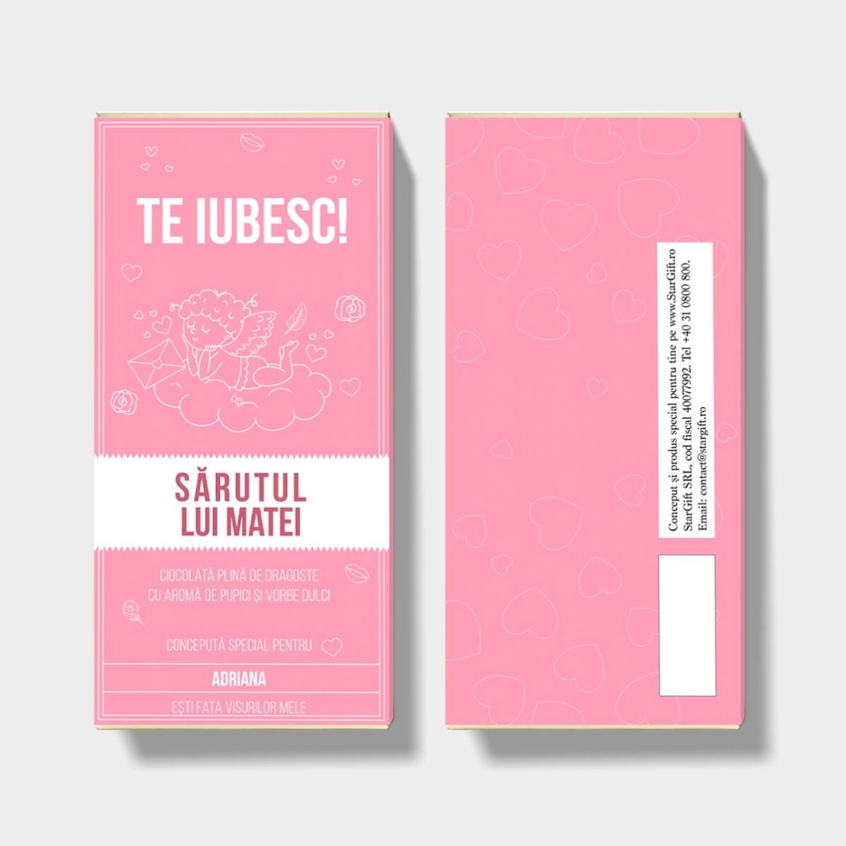 Chocolat personnalisé avec un message - Le baiser de Cupidon