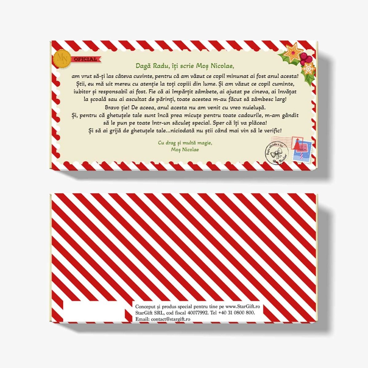 Chocolat personnalisé avec un message - Lettre du Père Noël