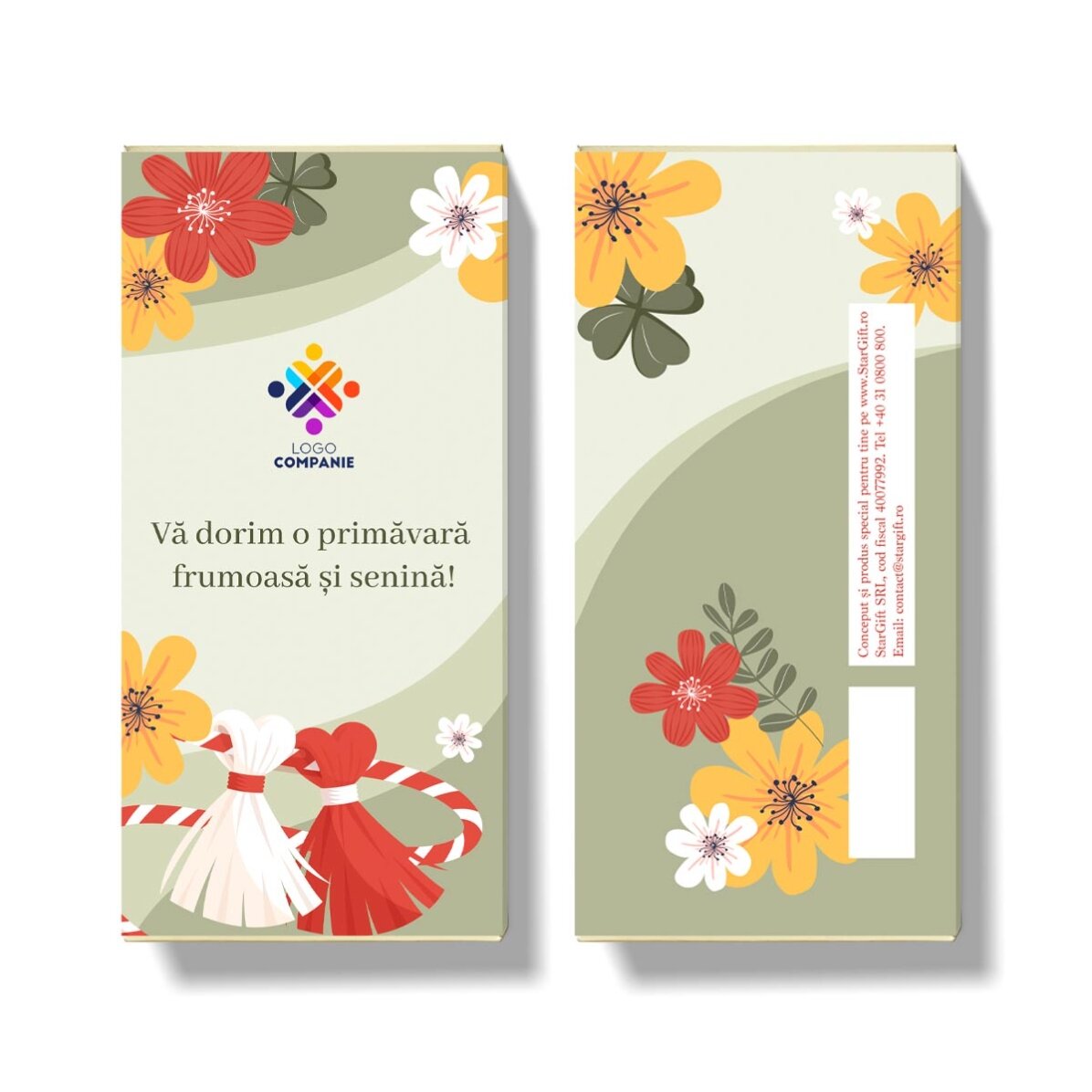 Chocolat personnalisé avec message et logo - Floral