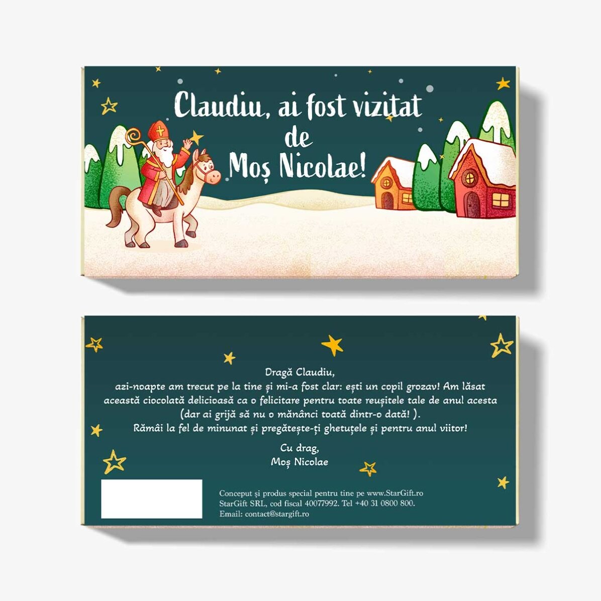 Chocolat personnalisé avec un message - Visite de Saint-Nicolas