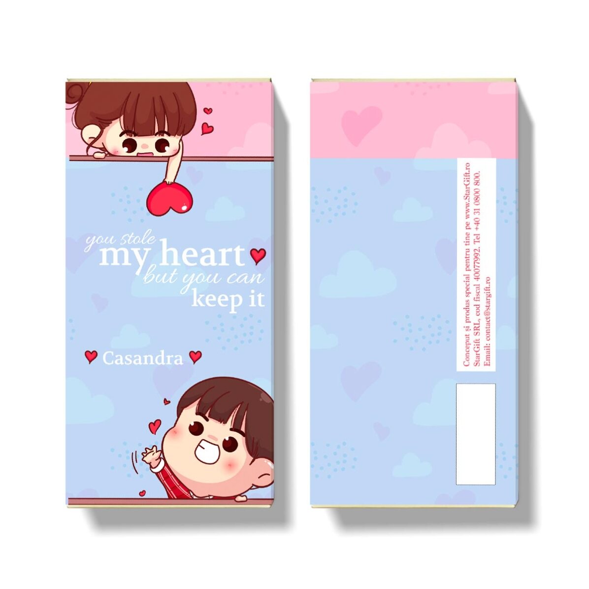 Chocolat personnalisé avec un message - « You stole my heart »