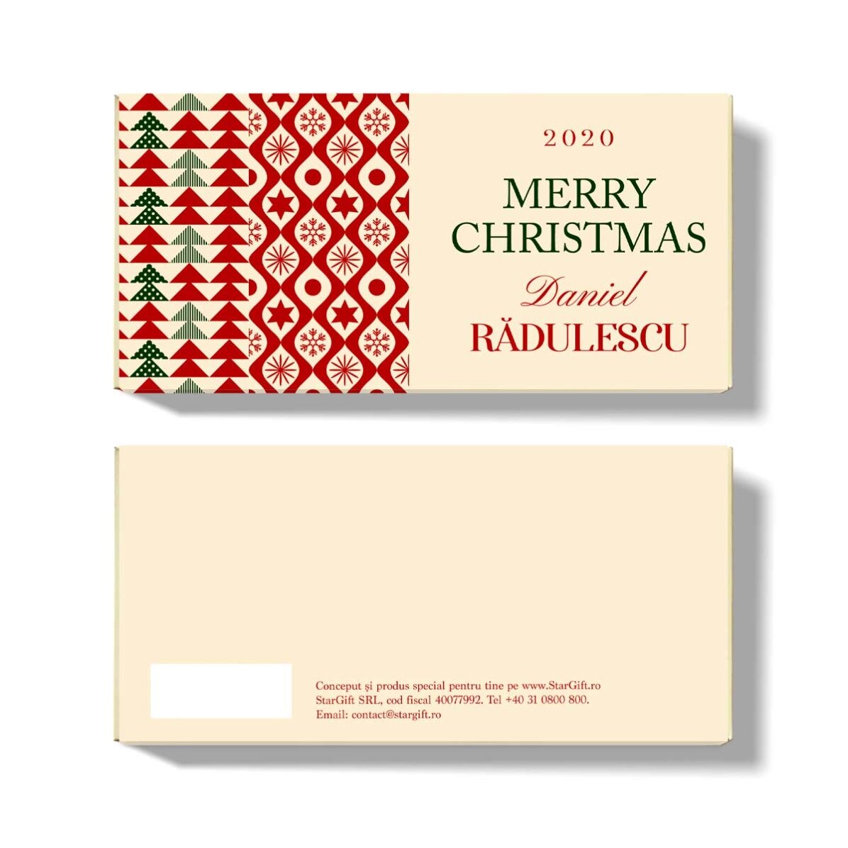Chocolat personnalisé avec un nom et un message - Classic Christmas