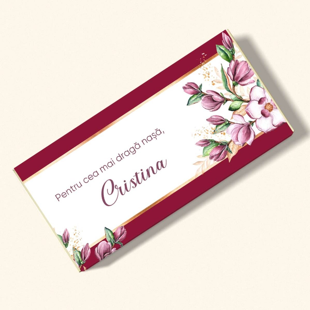 Chocolat personnalisé avec un nom et un message - Un beau printemps