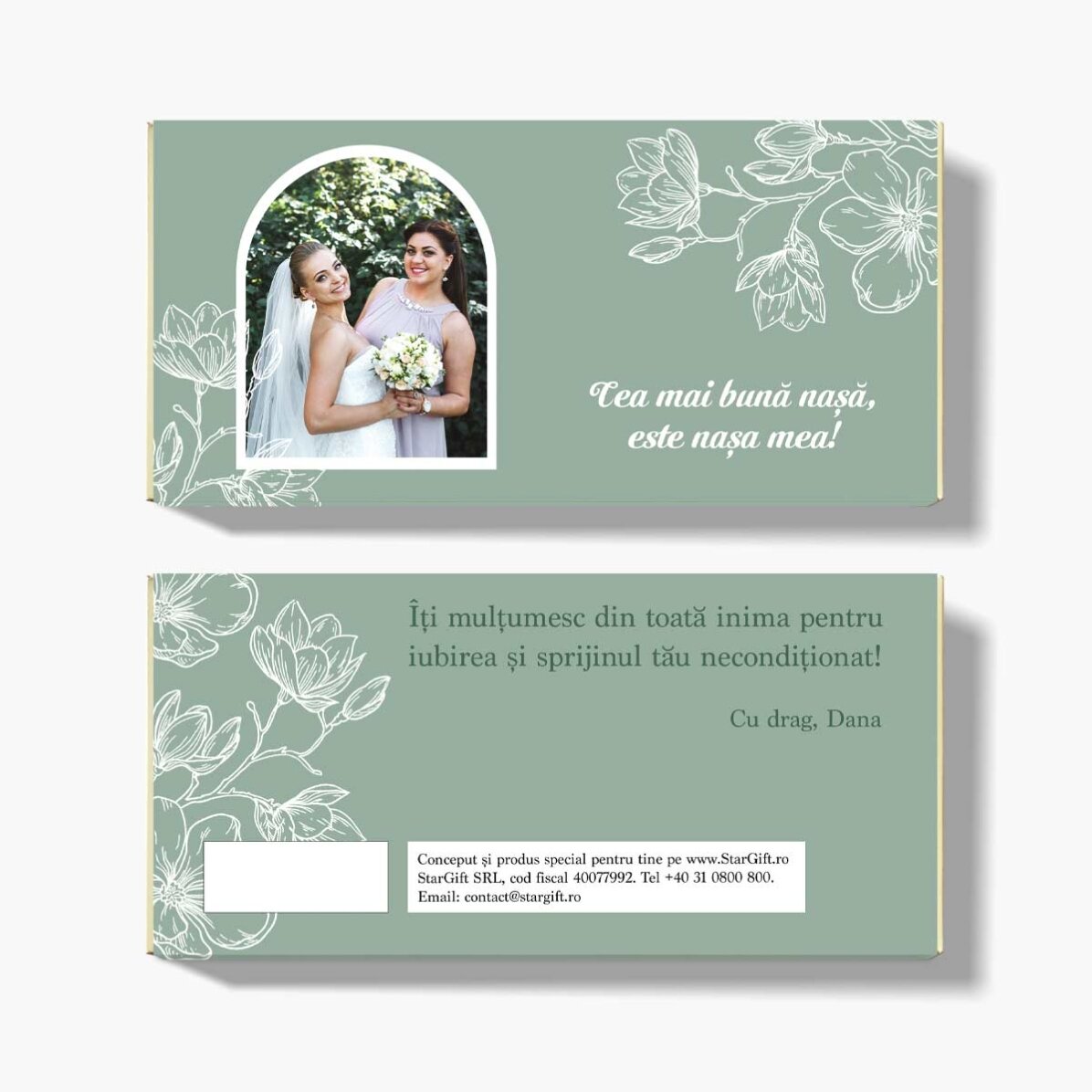 Chocolat personnalisé avec une photo et un message - Flowers