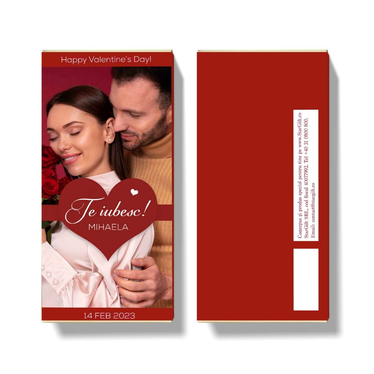 Chocolat personnalisé avec une photo et un message - Je t