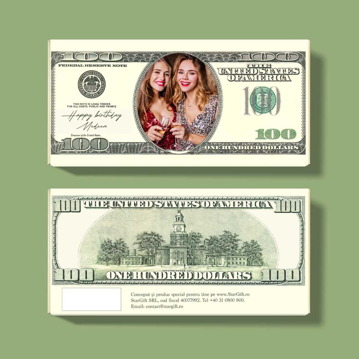 Chocolat personnalisé avec photo et message - Dollars