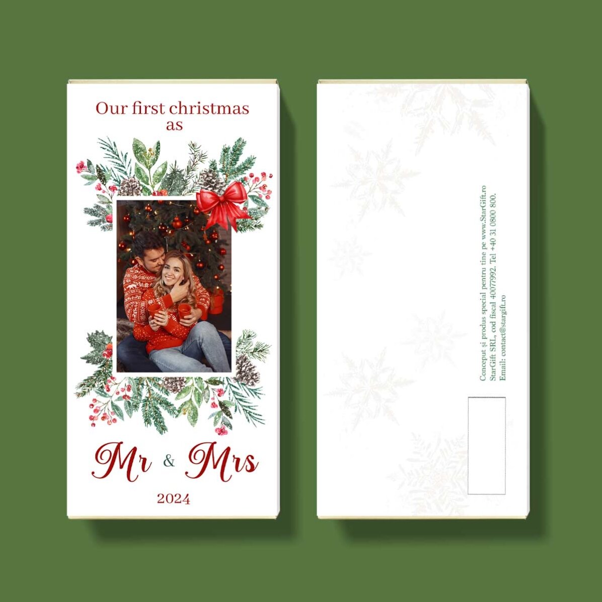 Chocolat personnalisé avec photo et message - Notre premier Noël