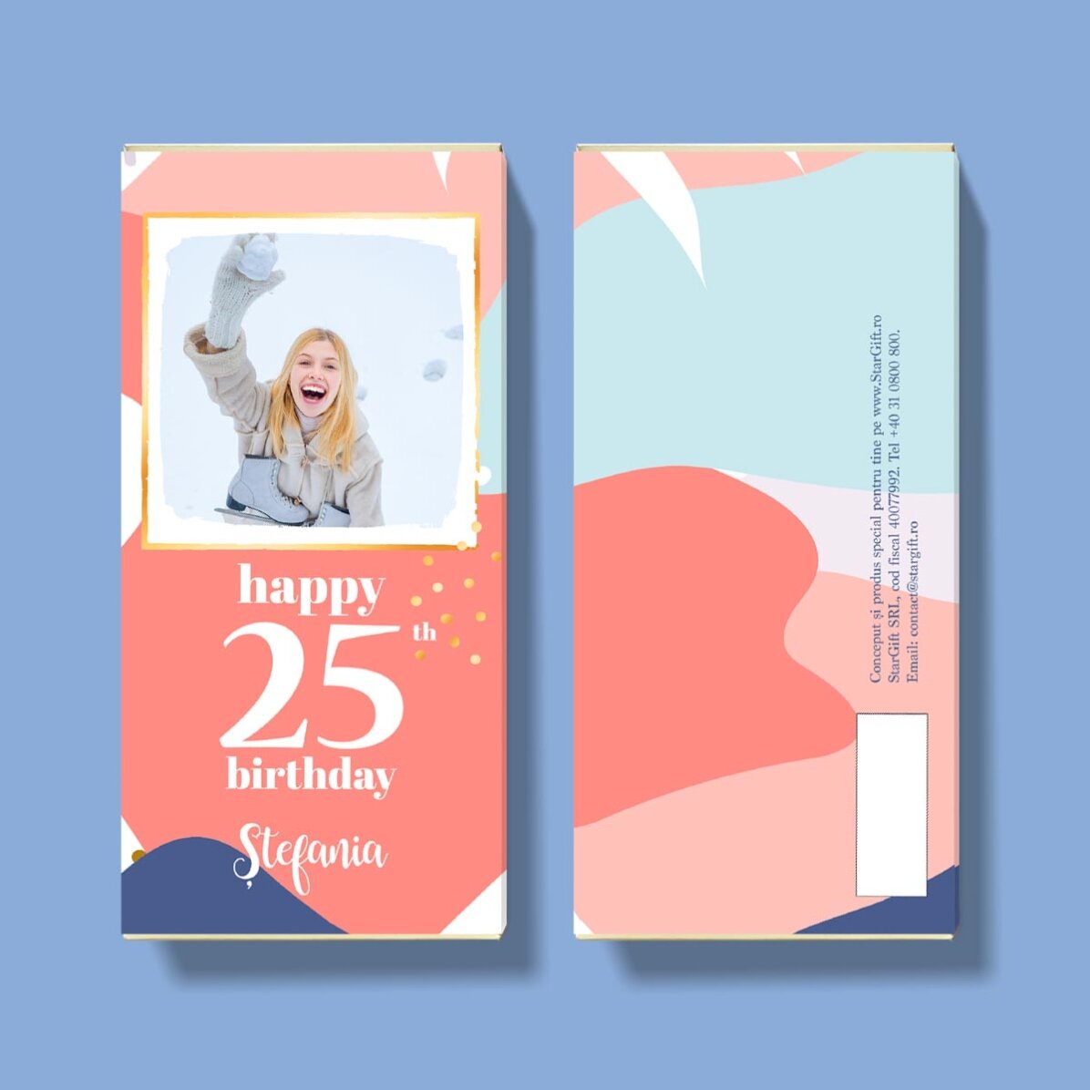 Chocolat personnalisé avec photo et texte - Joyeux anniversaire !