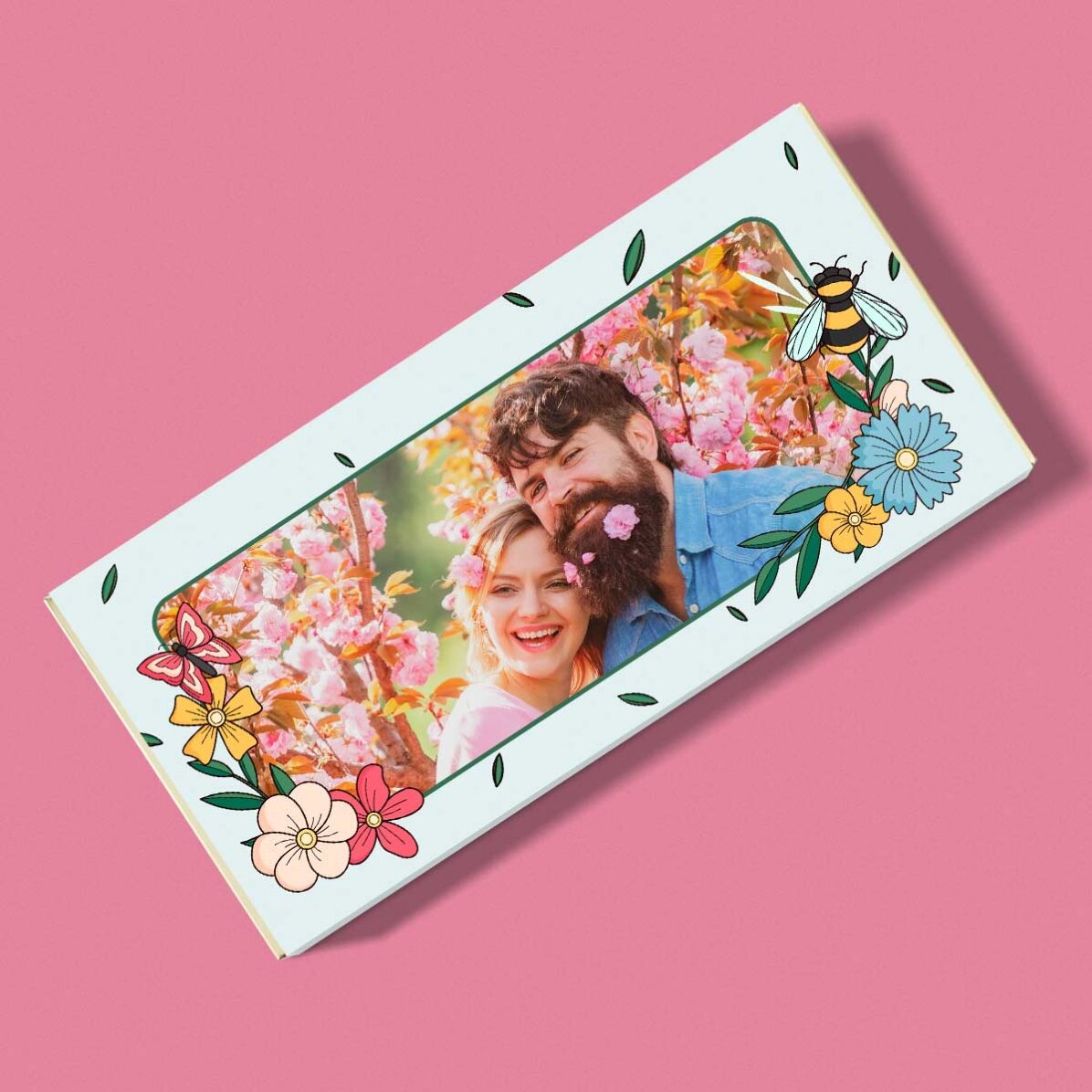 Chocolat personnalisé avec photo et texte - Fleurs de printemps