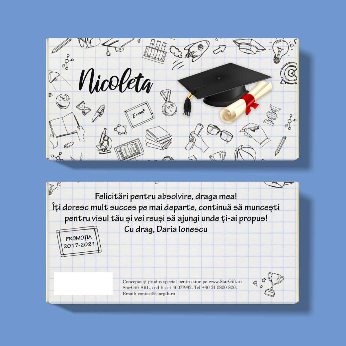 Chocolat personnalisé avec un message - Remise des diplômes