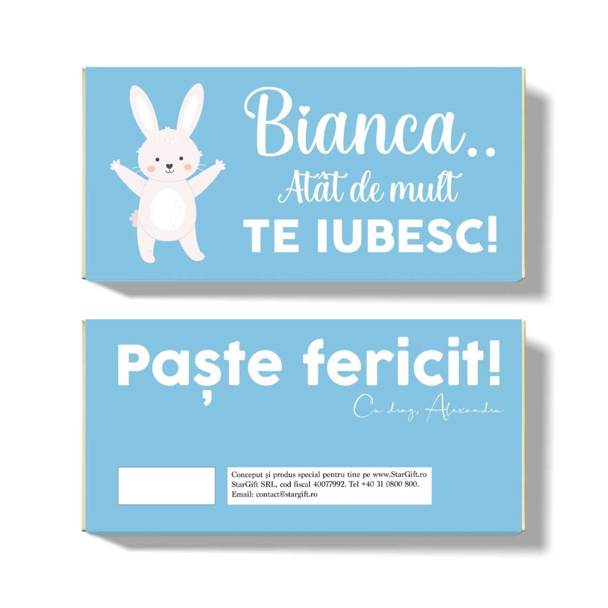 Chocolat personnalisé avec un message - « Atat de mult »