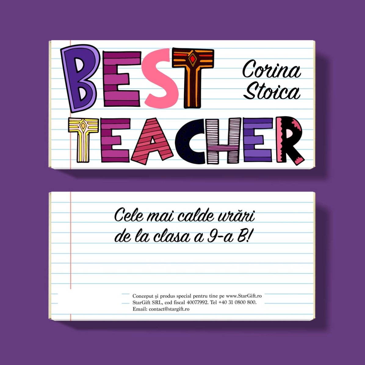 Chocolat personnalisé avec inscription - « Best teacher »