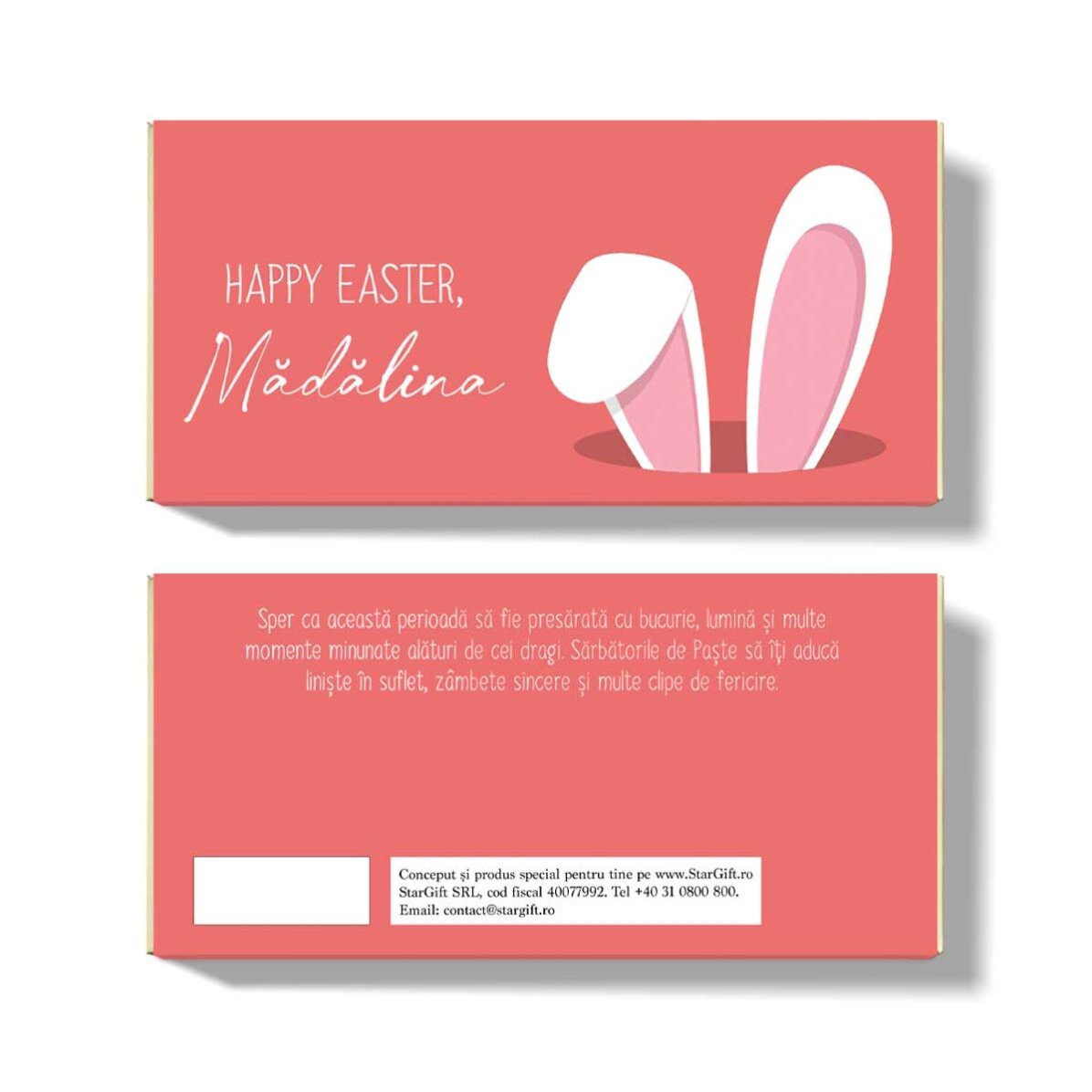 Chocolat personnalisé avec un message - Bunny