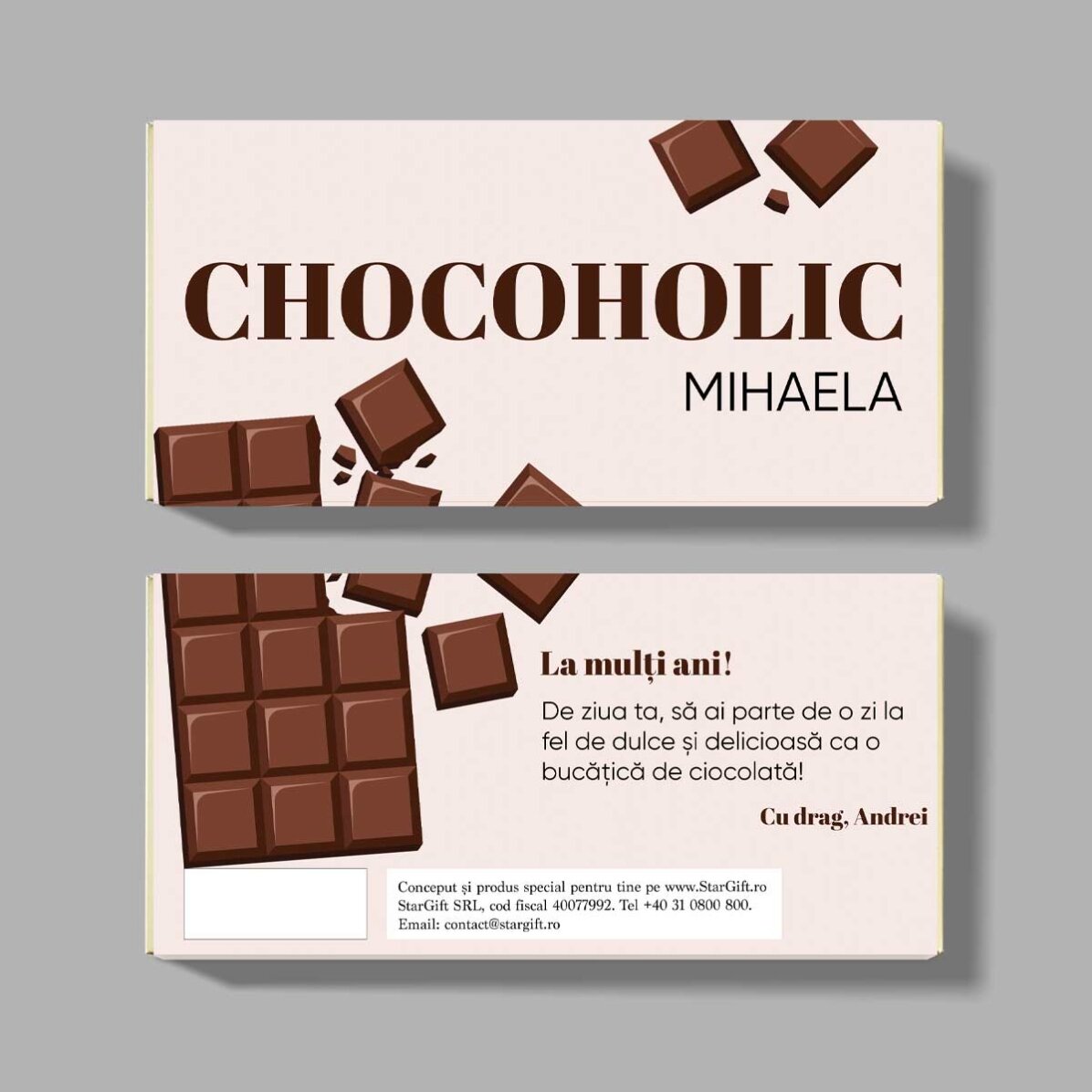 Chocolat personnalisé avec un message - Chocoholic