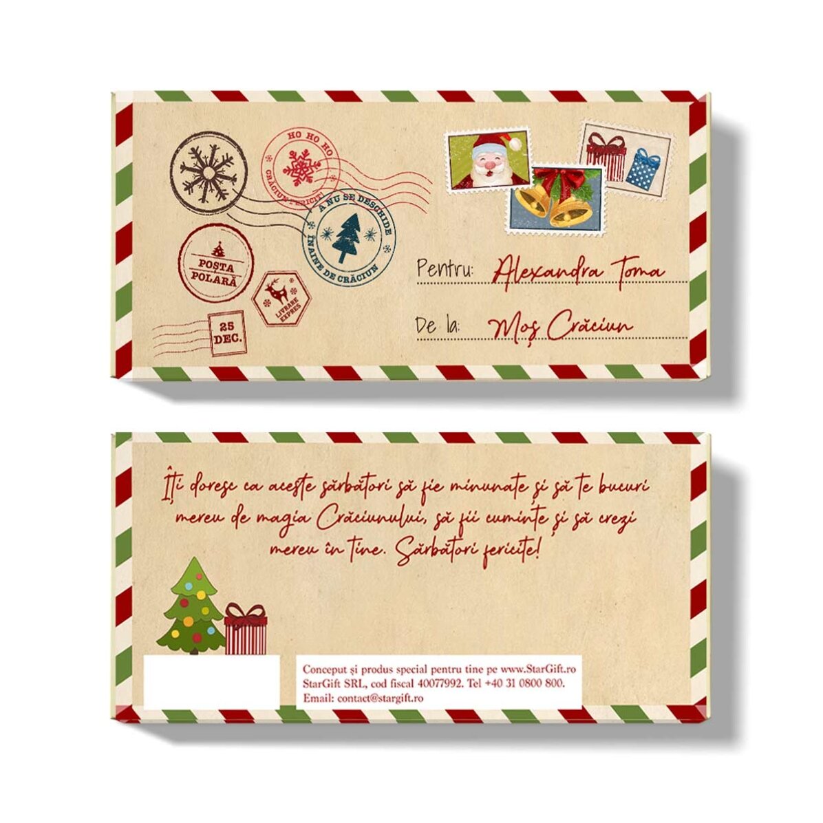 Chocolat personnalisé avec un message - De la part du Père Noël