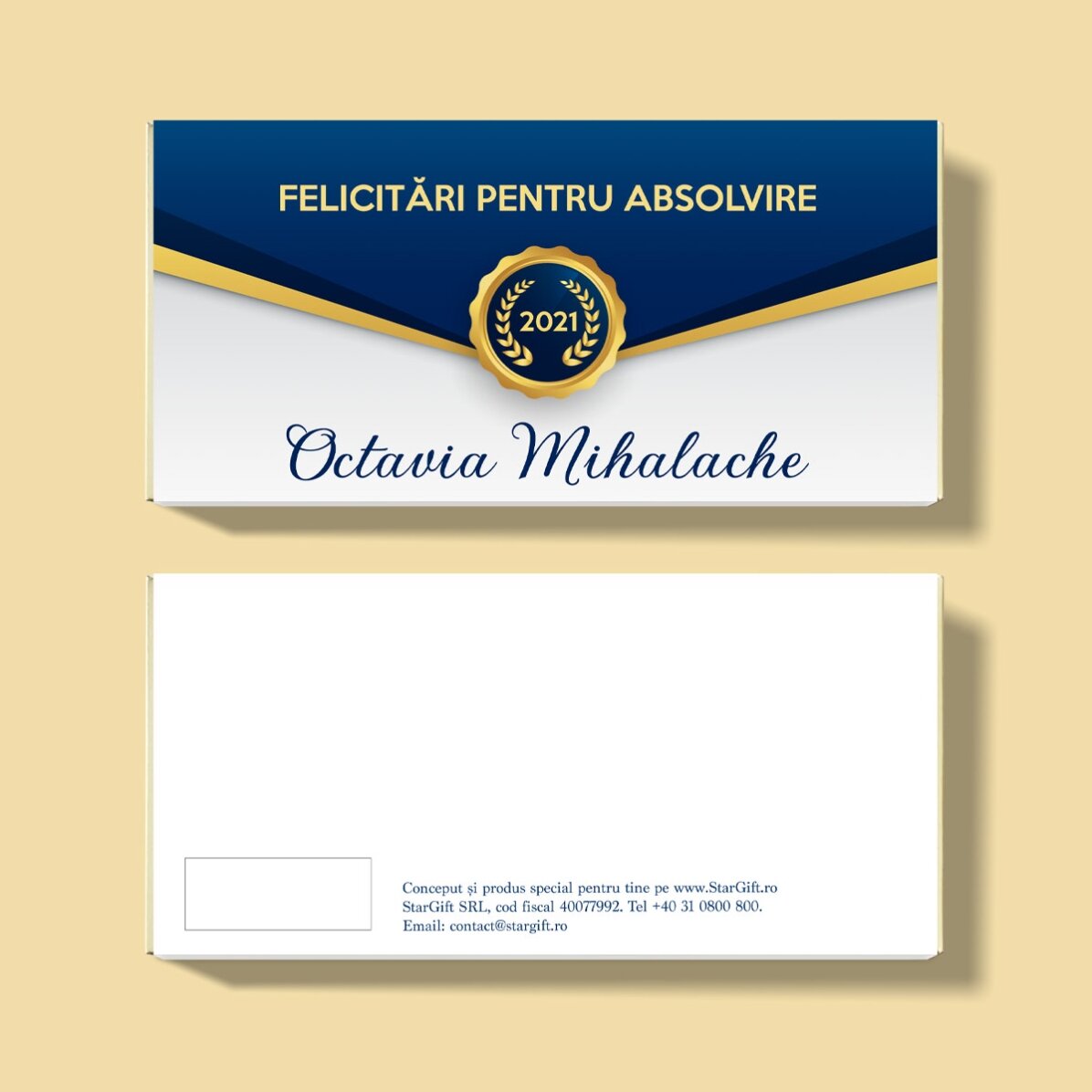 Chocolat personnalisé avec un message - Félicitations pour l