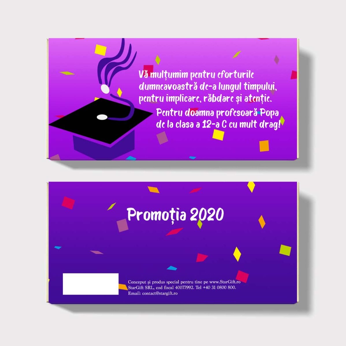 Chocolat personnalisé avec un message - Remise des diplômes
