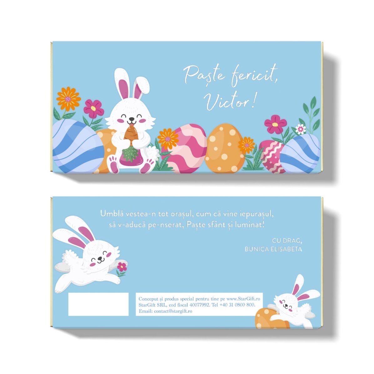 Chocolat personnalisé avec un message - Joyeuses Pâques !