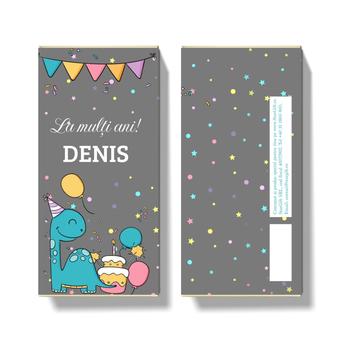Chocolat personnalisé avec un message pour les enfants - Happy Dino