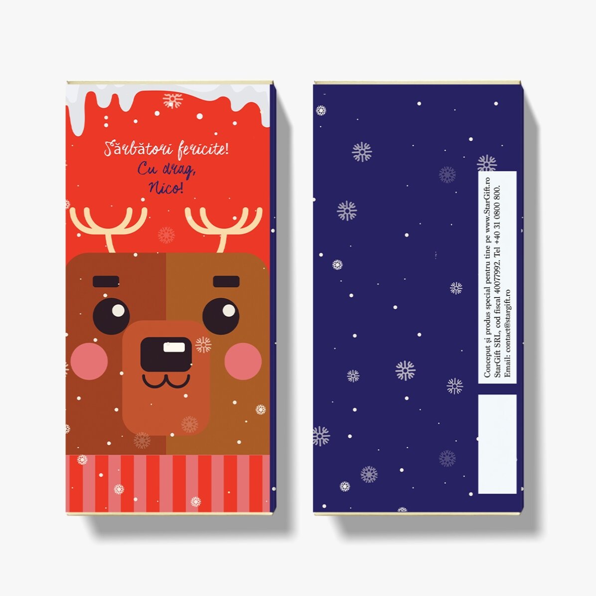 Chocolat personnalisé avec un message pour Noël - Rudolf