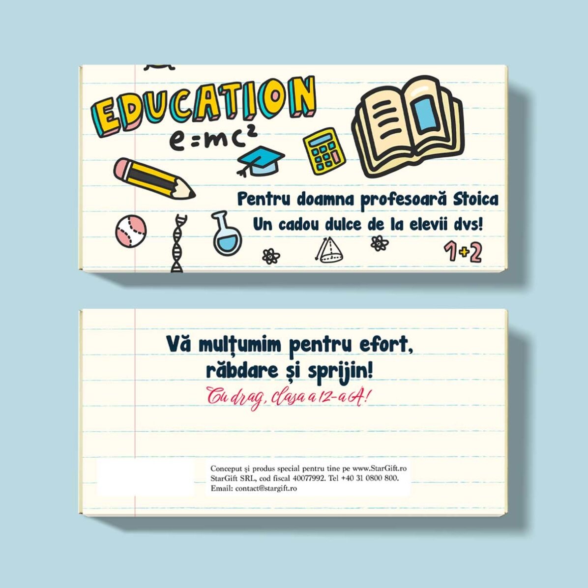 Chocolat personnalisé avec un message - Pour les enseignants