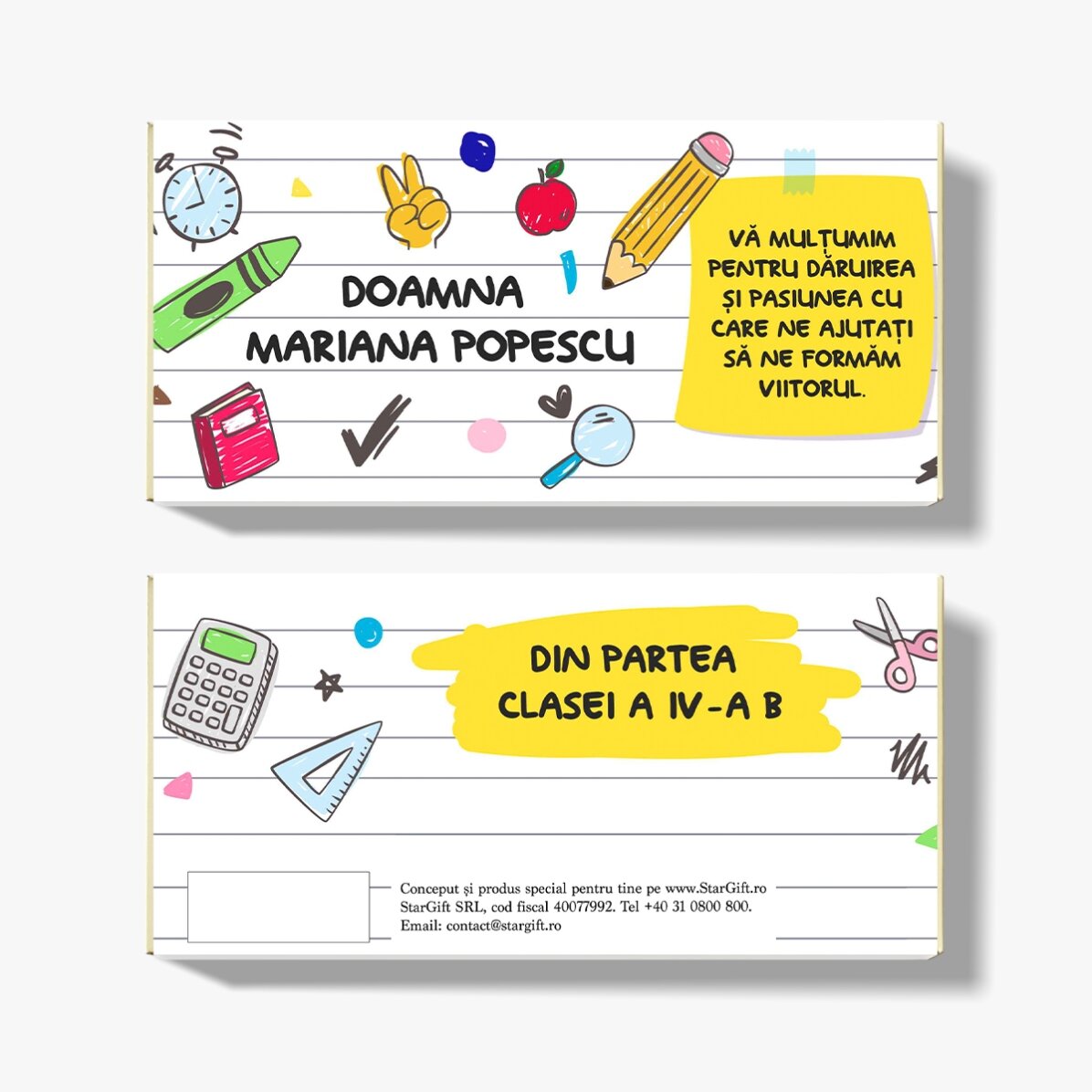 Chocolat personnalisé avec un message - École