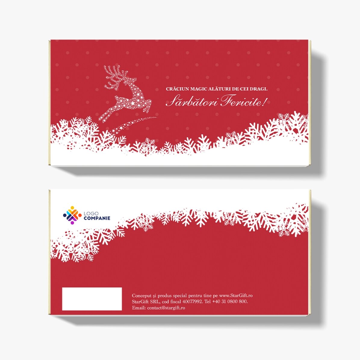 Chocolat personnalisé avec texte et logo - La magie de Noël