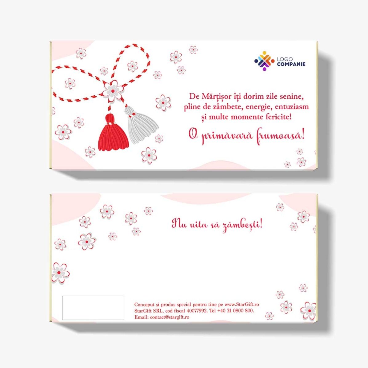 Chocolat personnalisé avec un texte et un logo