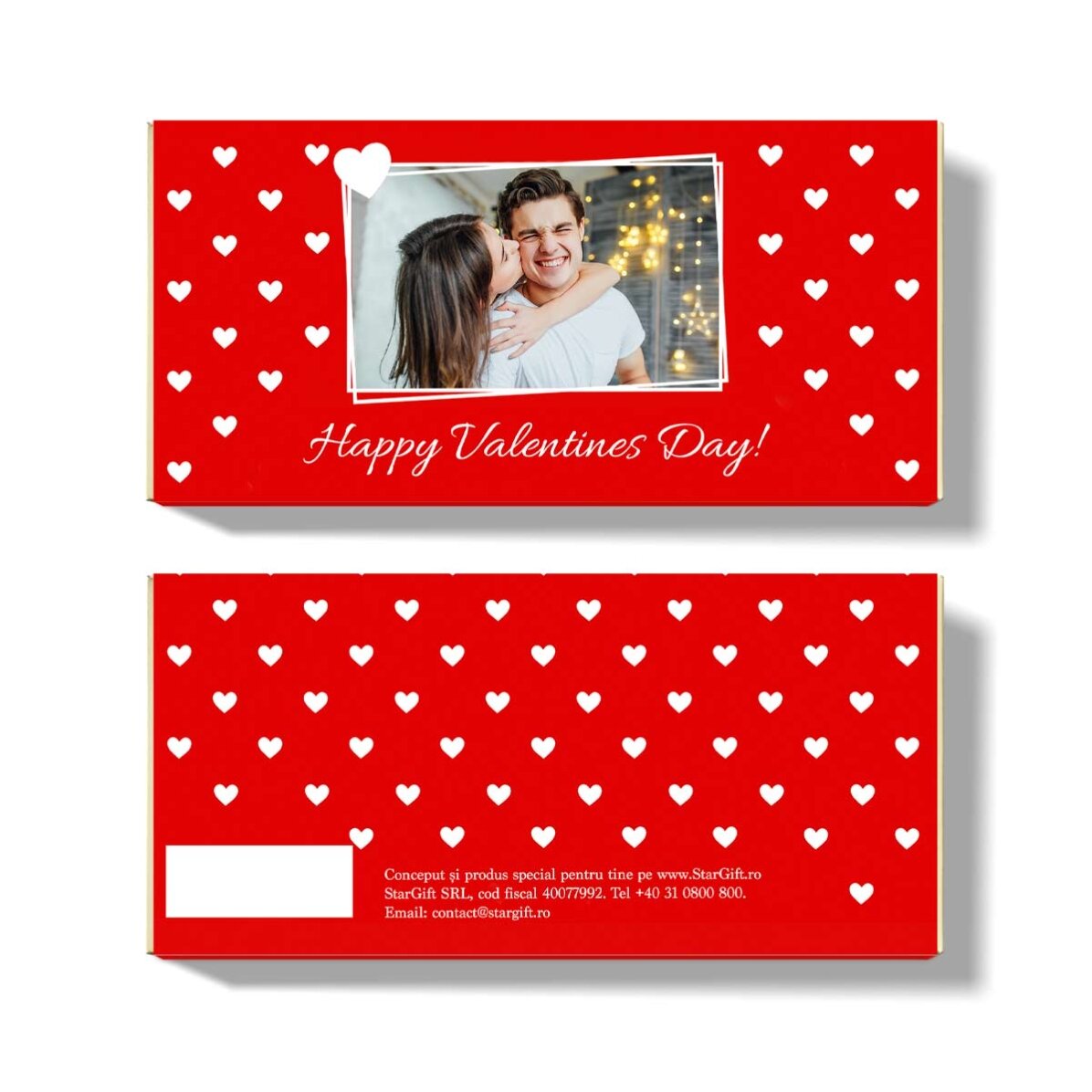 Chocolat personnalisé avec un message et une photo - Joyeuse Saint-Valentin