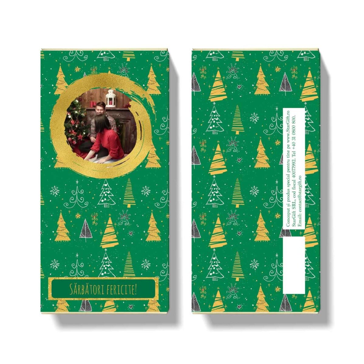 Chocolat de Noël personnalisé - Green Pattern