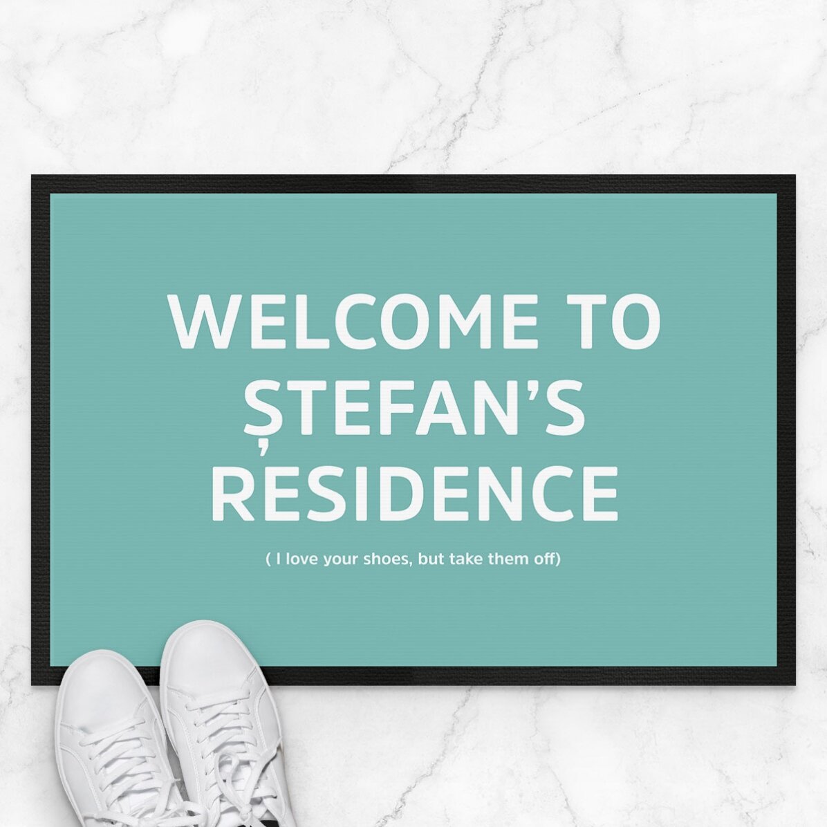 Paillasson personnalisé avec inscription : « Welcome to my residence »