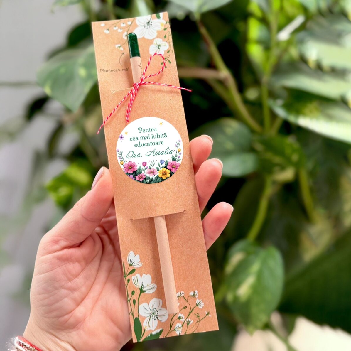 Crayon plantable personnalisé avec message - Motif floral
