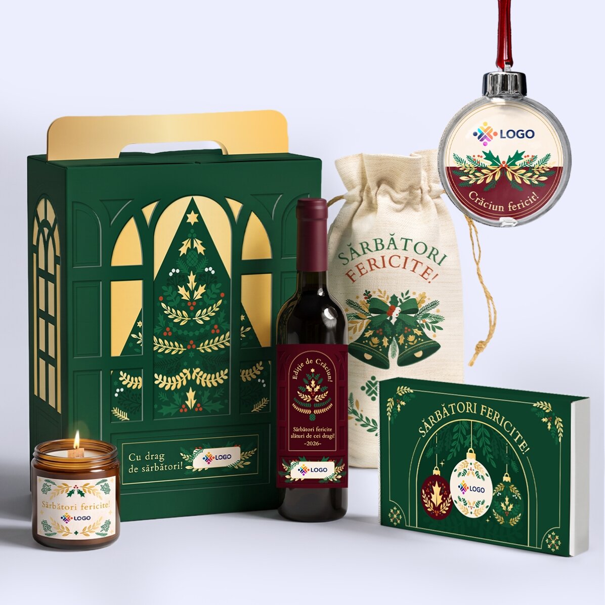 Coffret cadeau - Édition de Noël avec des produits personnalisés avec un logo et un message