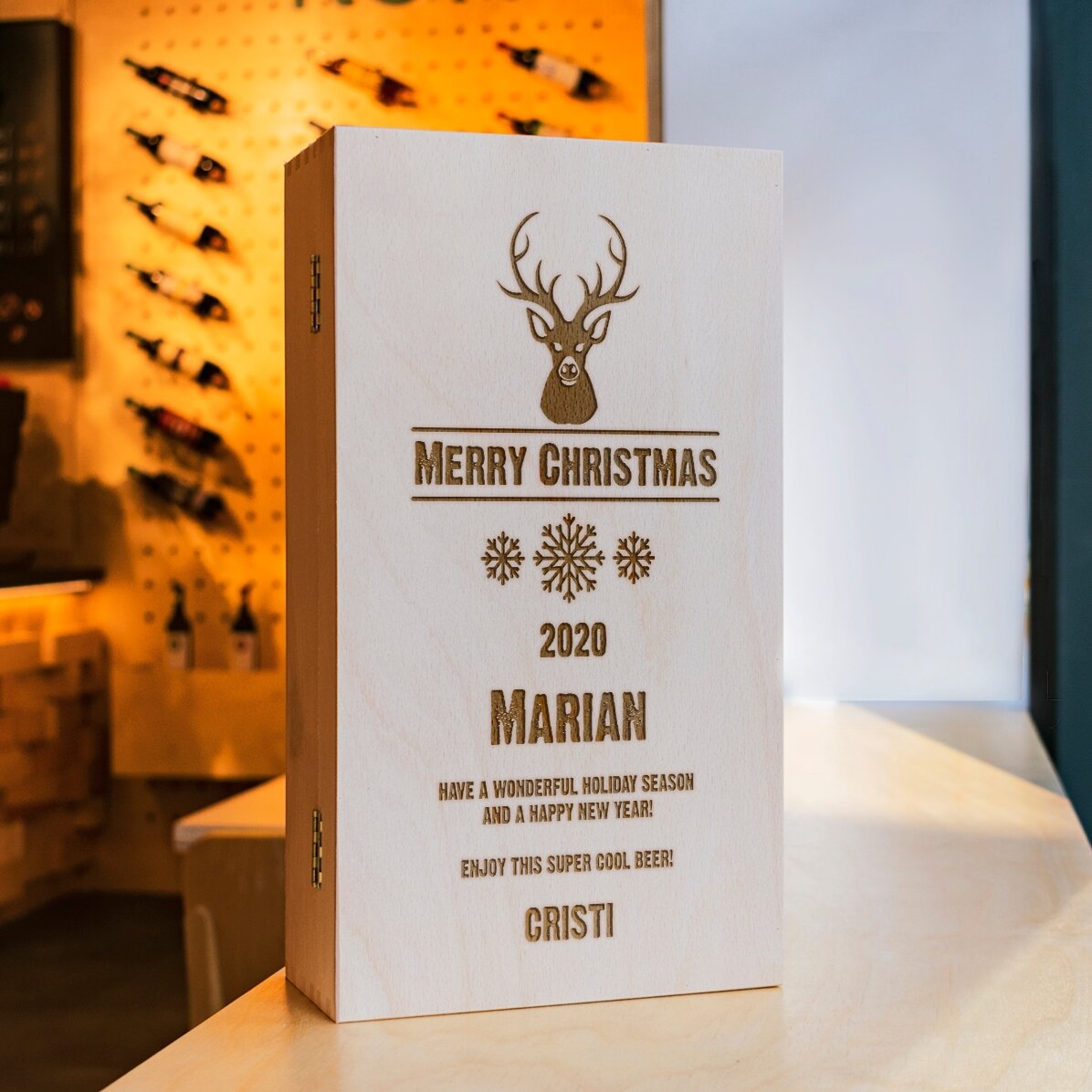 Caisse à bière personnalisée pour trois bouteilles - Ren