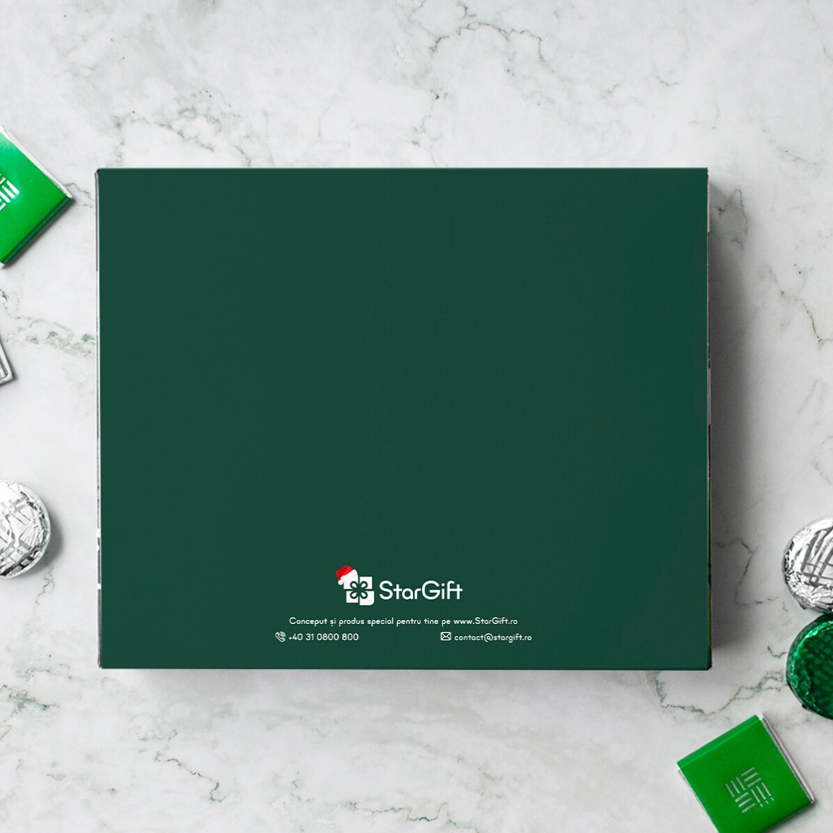 Boîte de bonbons personnalisée avec logo et texte - Joyeuses fêtes