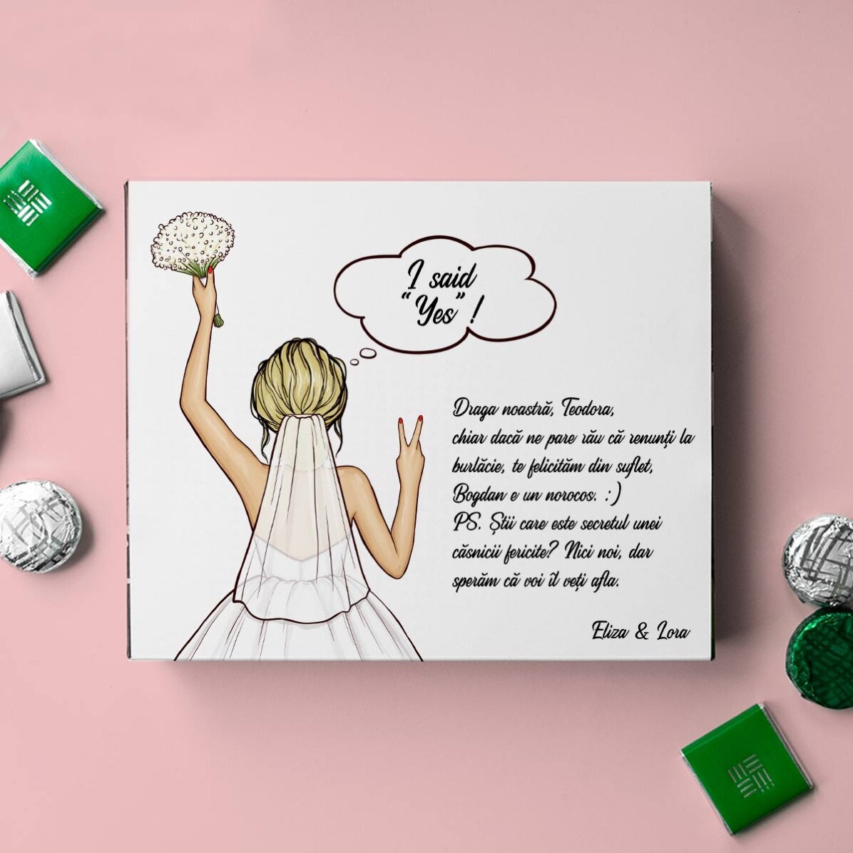 Boîte de bonbons personnalisée avec un message - Future mariée