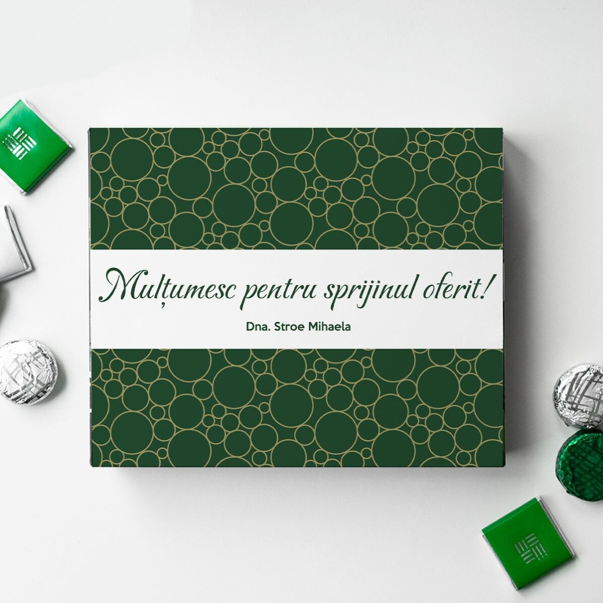 Boîte de bonbons personnalisée avec un message de remerciement - Élégante