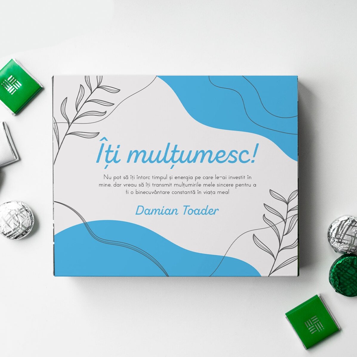 Boîte de bonbons personnalisée avec un message de remerciement - Leaves